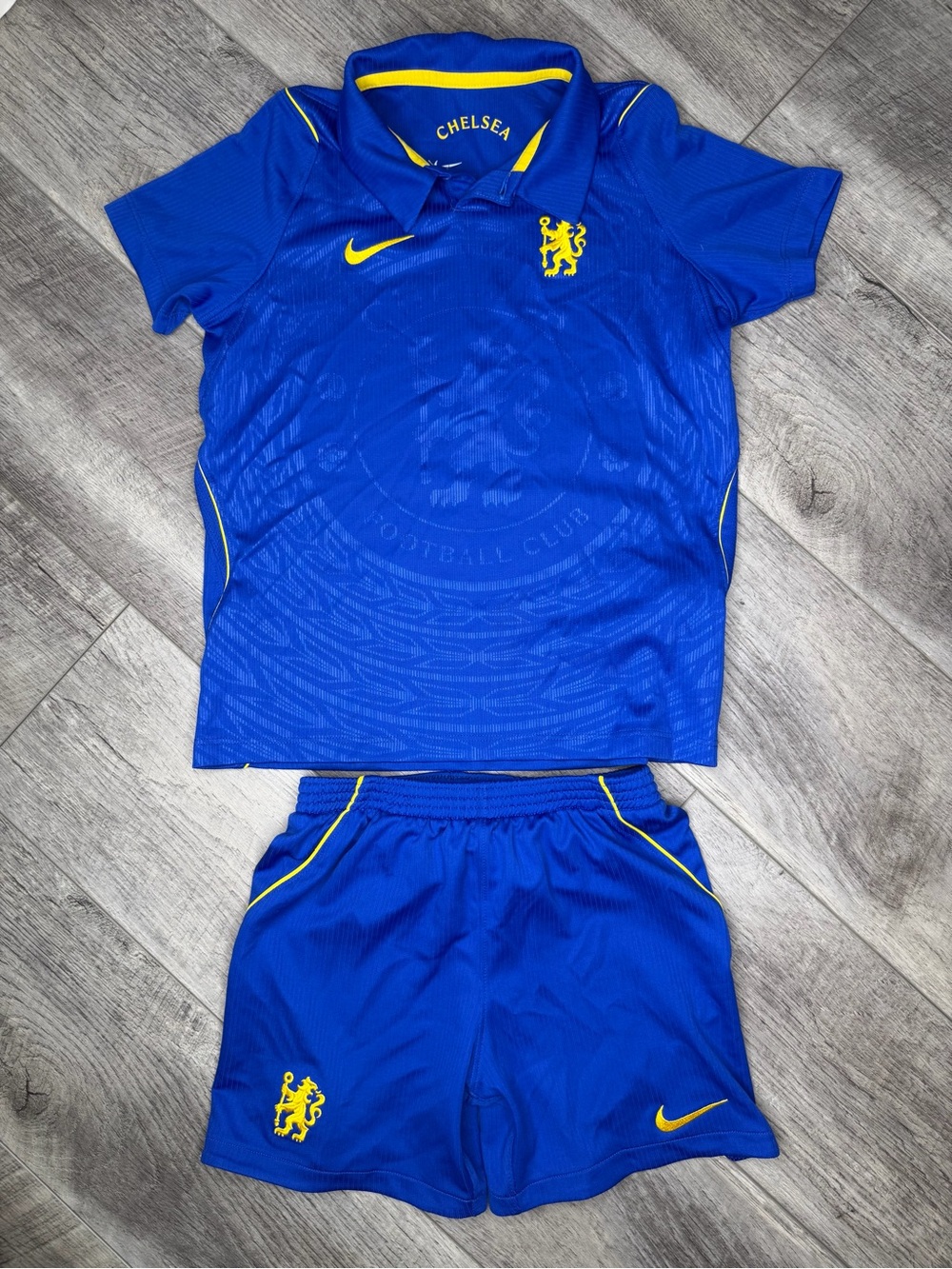 Nike Kids Chelsea Blue and Yellow Football Jersey & Shorts Set